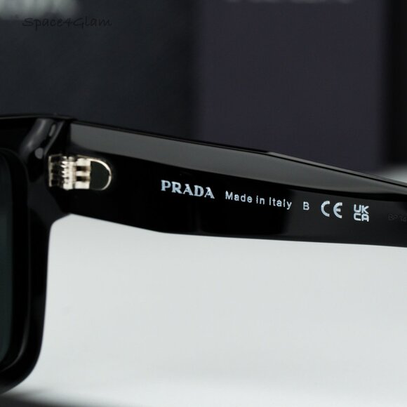 Prada Women Sunglasses Black Grey Rectangle PR19WSF 1AB5S0 NEW AUTHENTIC - Picture 7 of 8